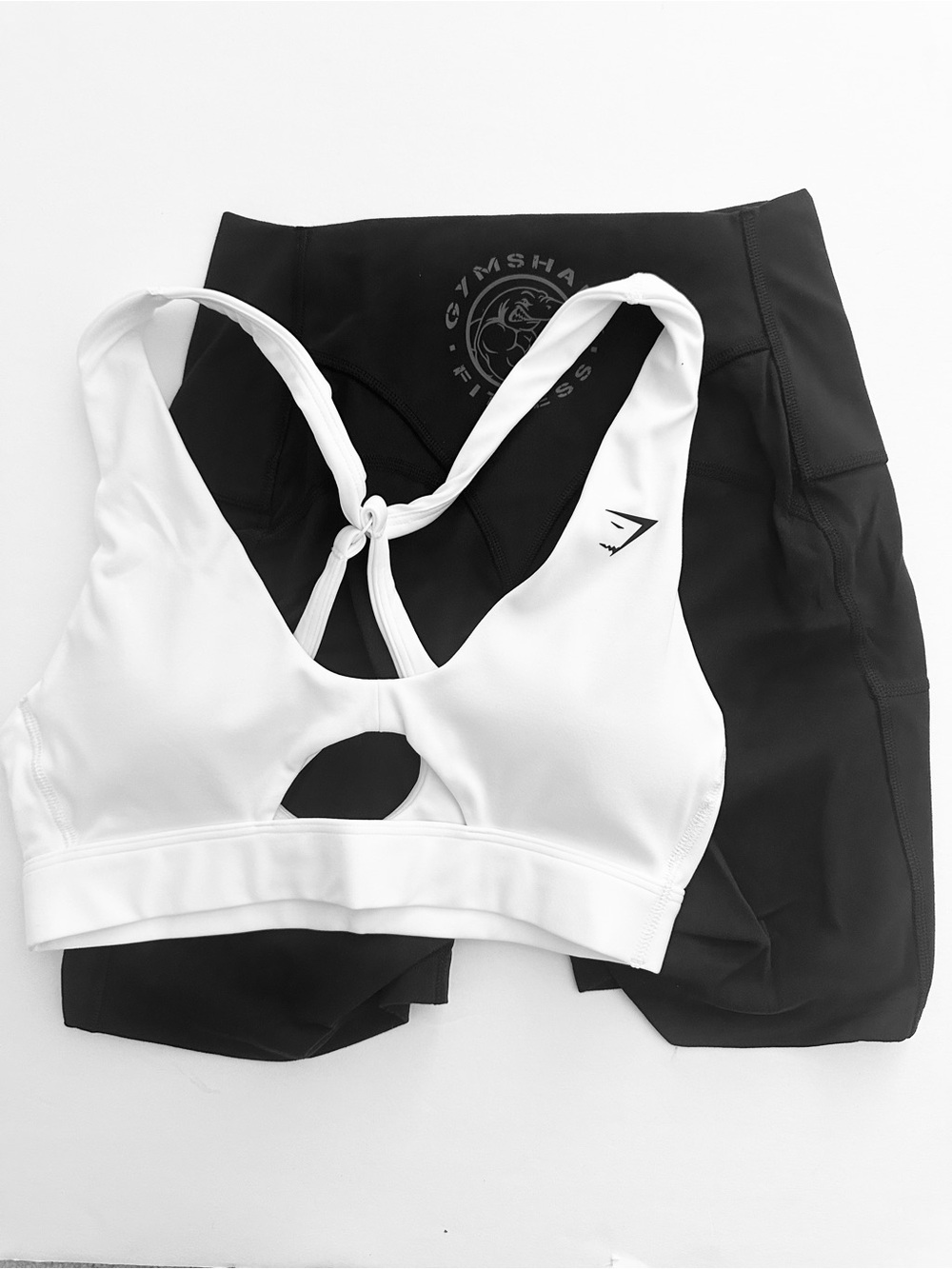 Gymshark S Legacy Logo Tight Shorts & Peek A Boo Sports Bra Set
